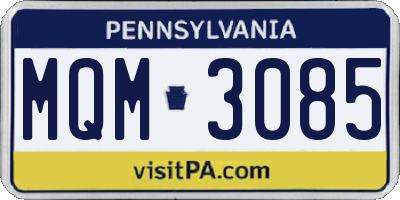 PA license plate MQM3085