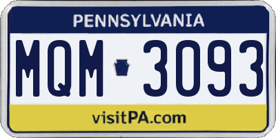 PA license plate MQM3093