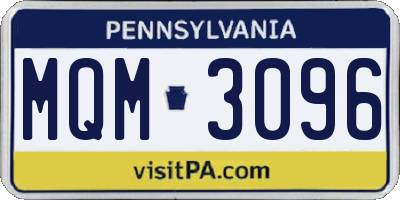 PA license plate MQM3096