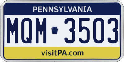 PA license plate MQM3503