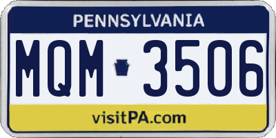 PA license plate MQM3506