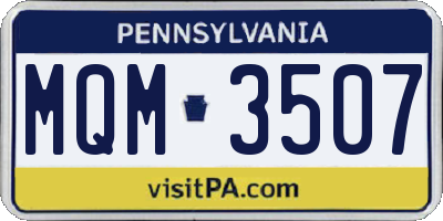 PA license plate MQM3507