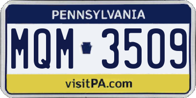 PA license plate MQM3509