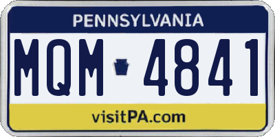PA license plate MQM4841