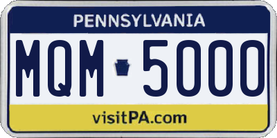 PA license plate MQM5000