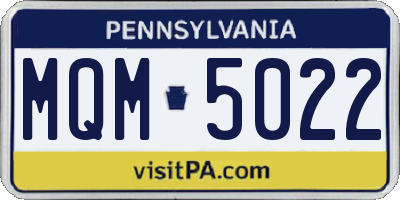 PA license plate MQM5022