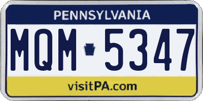 PA license plate MQM5347