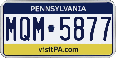 PA license plate MQM5877