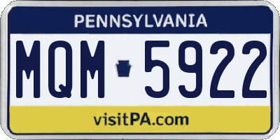 PA license plate MQM5922