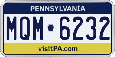PA license plate MQM6232