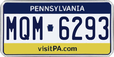 PA license plate MQM6293