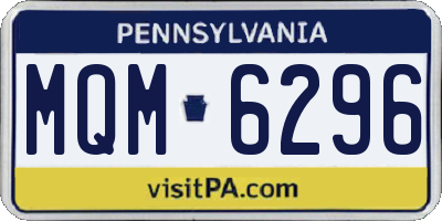 PA license plate MQM6296