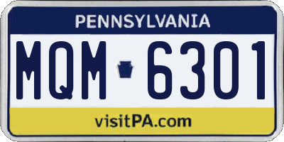 PA license plate MQM6301