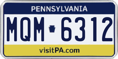 PA license plate MQM6312