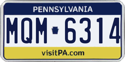 PA license plate MQM6314