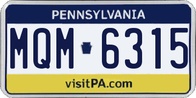 PA license plate MQM6315