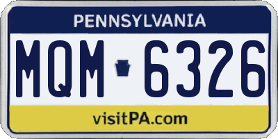 PA license plate MQM6326