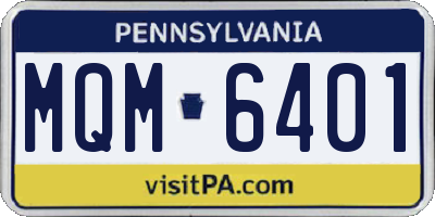 PA license plate MQM6401