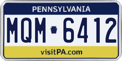 PA license plate MQM6412