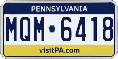 PA license plate MQM6418
