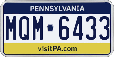 PA license plate MQM6433