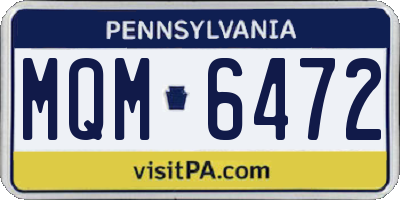 PA license plate MQM6472