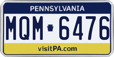PA license plate MQM6476