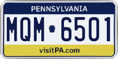 PA license plate MQM6501