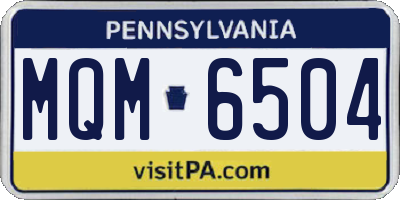 PA license plate MQM6504