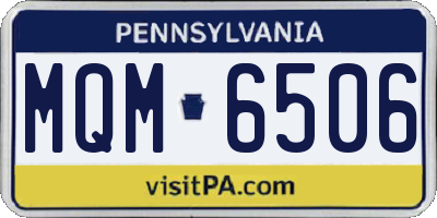 PA license plate MQM6506
