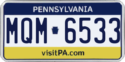 PA license plate MQM6533