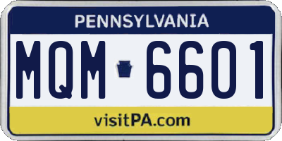 PA license plate MQM6601