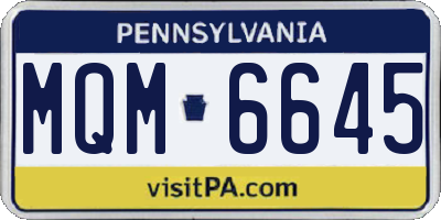 PA license plate MQM6645