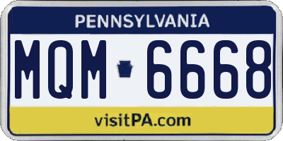 PA license plate MQM6668