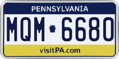 PA license plate MQM6680