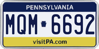 PA license plate MQM6692