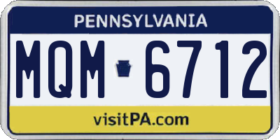 PA license plate MQM6712