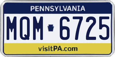 PA license plate MQM6725