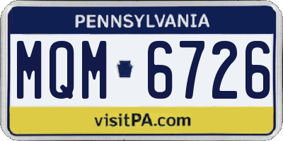 PA license plate MQM6726