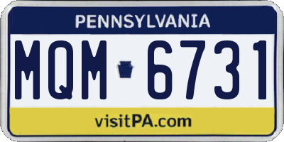 PA license plate MQM6731