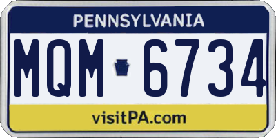 PA license plate MQM6734