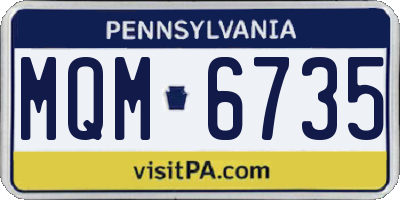 PA license plate MQM6735