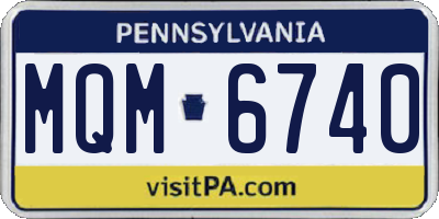 PA license plate MQM6740
