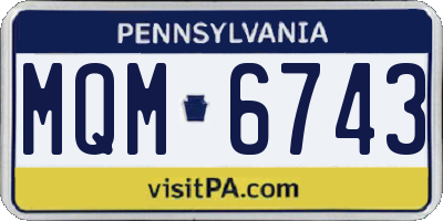PA license plate MQM6743