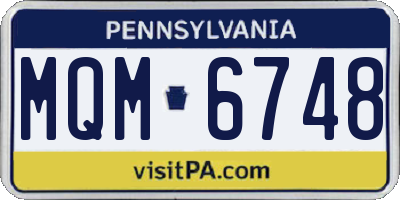 PA license plate MQM6748
