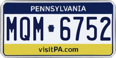 PA license plate MQM6752