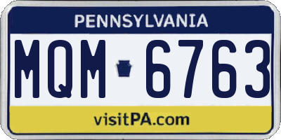 PA license plate MQM6763