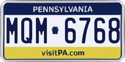 PA license plate MQM6768