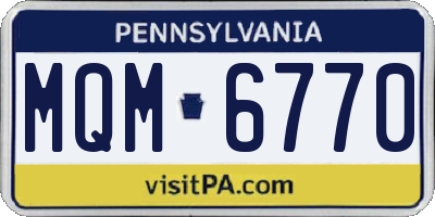 PA license plate MQM6770