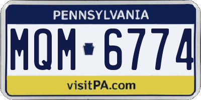 PA license plate MQM6774